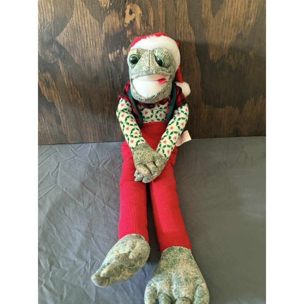 20" Christmas Frog Posable Shelf Sitter